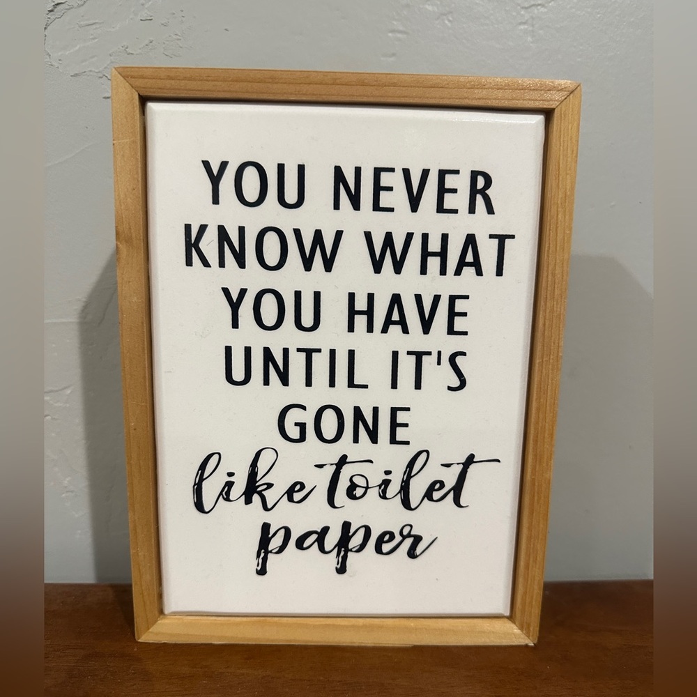 Humorous Framed Wall Sign - Black & Natural Wood